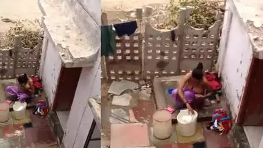 Innocent Indian girl washes her XXX assets in front of era